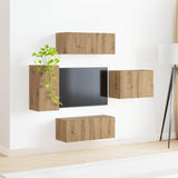 TV Wall Cabinet Set 4 pcs Artisan Oak Engineered Wood 3408942