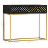 Console Table Black and Gold 90x30x75 cm Solid Mango Wood 286518
