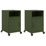 Bedside Cabinets 2 pcs Olive Green 36x39x59 cm Steel 846725