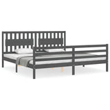 Bed Frame without Mattress Grey 200x200 cm Solid Wood 3194333