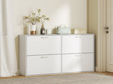 Wooden Modern Design 4 Drawer Shoes Cabinet Pull Down Shelf Storage Organiser - White T3398P378004