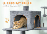 202cm Large Cat Tree with 6 Scratching Posts, 2 Hammocks, 2 Condos, 2 Perches, Pompoms, for Indoor T3398P425288