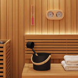Sauna Accessory Set 4 pcs Black Aluminium and Solid Pine Wood 42023427