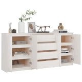 Side Cabinets 3 pcs White Solid Pinewood 3094813