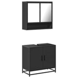 ZNTS 2 Piece Bathroom Furniture Set Black Engineered Wood 3300915