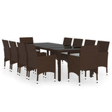 11 Piece Garden Dining Set Poly Rattan Brown 3095929