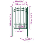 ZNTS Fence Gate with Spikes Steel 100x150 cm Green 146385