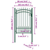 ZNTS Fence Gate with Spikes Steel 100x150 cm Green 146385