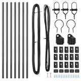 Embedded Fence Post 7 pcs Grey Powder-Coated Steel 42004206