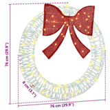 Wreath with 60 LEDs Warm white 76 x 76 x 8 cm PET 42019133