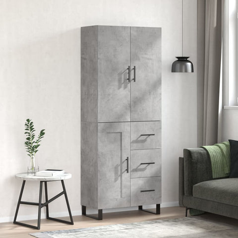 Highboard Concrete Grey 69.5x34x180 cm Engineered Wood 3196039