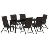 Garden Dining Set 7 pcs Black Coffee Powder-Coated Steel 3379273
