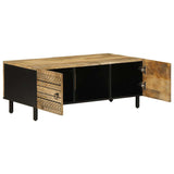 Coffee Table Black 100x54x40 cm Solid Rough Wood Mango 4018640