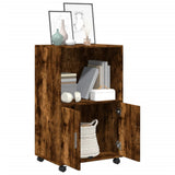Rolling Cabinet Smoked Oak 55x40x91 cm Engineered Wood 853186