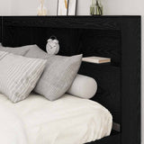 Storage Headboard with Shelf Black Oak 150 cm Engineered Wood 3335494