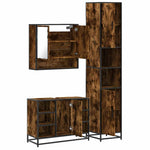 ZNTS 3 Piece Bathroom Furniture Set Smoked Oak Engineered Wood 3301122