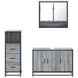 3 Piece Bathroom Furniture Set Grey Sonoma Engineered Wood 3301043