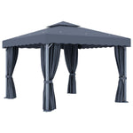 Gazebo with Curtain&LED String Lights 3x3 m Anthracite 3070347