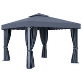 Gazebo with Curtain&LED String Lights 3x3 m Anthracite 3070347