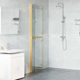 Walk-In Shower Wall Folding Gold 110 x 6.5 x 190 cm 42017973