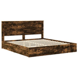 Storage Bed with Drawer Smoked Oak 180 x 200 cm Engineered Wood 3410227