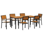 Garden Dining Set 7 pcs Black and brown 180 x 90 x 75 cm 3284418