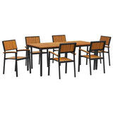 Garden Dining Set 7 pcs Black and brown 180 x 90 x 75 cm 3284418