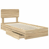 Storage Bed with Drawer Sonoma Oak 75 x 190 cm Engineered Wood 3412327