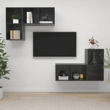 Wall-mounted TV Cabinets 4 pcs High Gloss Grey Engineered Wood 3079843