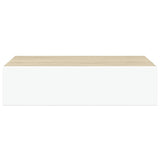 Wall-mounted Drawer Shelf Oak and White 40x23.5x10cm MDF 330249