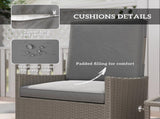 5 Piece Rattan Garden Furniture Set, Wicker Patio Sofa Set with 2 Armchairs, 2 Footstools, Glass Top T3398P328514