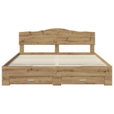 Bed Frame with Drawer Artisan Oak 180 x 200 cm Engineered Wood 3413167