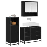 Bathroom Furniture Set 3 pcs Black Oak Engineered Wood 3402380