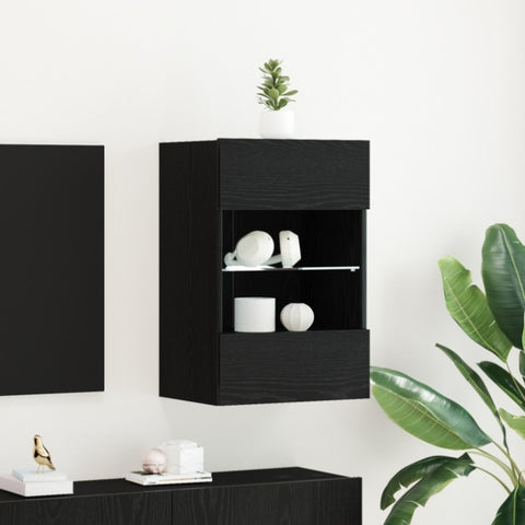 ZNTS LED TV Cabinet Black Oak 40x30x60,5cm cm Engineered Wood 863096