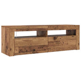 TV Cabinet with LED Lights Old Wood 120x35x40 cm Engineered Wood 856319