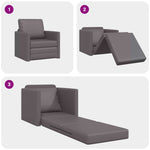 Floor Sofa Bed with Cushion Grey 74 x 77 x 81 cm Faux leather 4106632