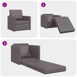Floor Sofa Bed with Cushion Grey 74 x 77 x 81 cm Faux leather 4106632