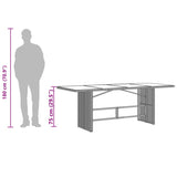 Garden Table Brown Poly Rattan, Powder-Coated Steel, Tempered Glass 365603