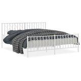 Metal Bed Frame without Mattress with Footboard White 183x213cm 374509
