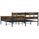 Metal Bed Frame without Mattress Smoked Oak 180x200 cm Super King 3308491
