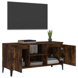TV Cabinet with Metal Legs Smoked Oak 103.5x35x50 cm 813161