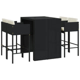 5 Piece Garden Bar Set with Cushions Black Poly Rattan 3203942
