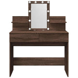 Dressing Table with LED Brown Oak 100x40x130 cm 848205