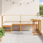 ZNTS Corner Sofa Set Set of 3 Brown Solid Acacia wood Foldable 3329107