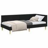 Corner Bed Frame Black 90 x 200 cm Fabric and Engineered wood 42016191
