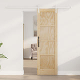 Sliding Door Natural and White 61 x 198.5 cm Solid Pine Wood 3445422