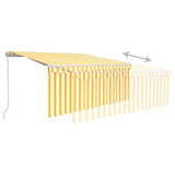 Manual Retractable Awning with Blind 3,5x2,5m Yellow&White 3069278