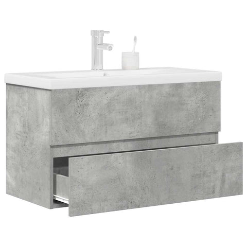 ZNTS 2 Piece Bathroom Furniture Set Concrete Grey Engineered Wood 3324915