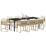 Garden Dining Set 9 pcs Beige Poly Rattan 3380760