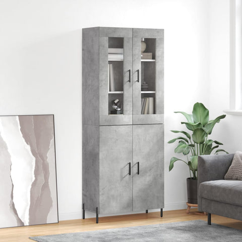 Highboard Concrete Grey 69.5x34x180 cm Engineered Wood 3198221